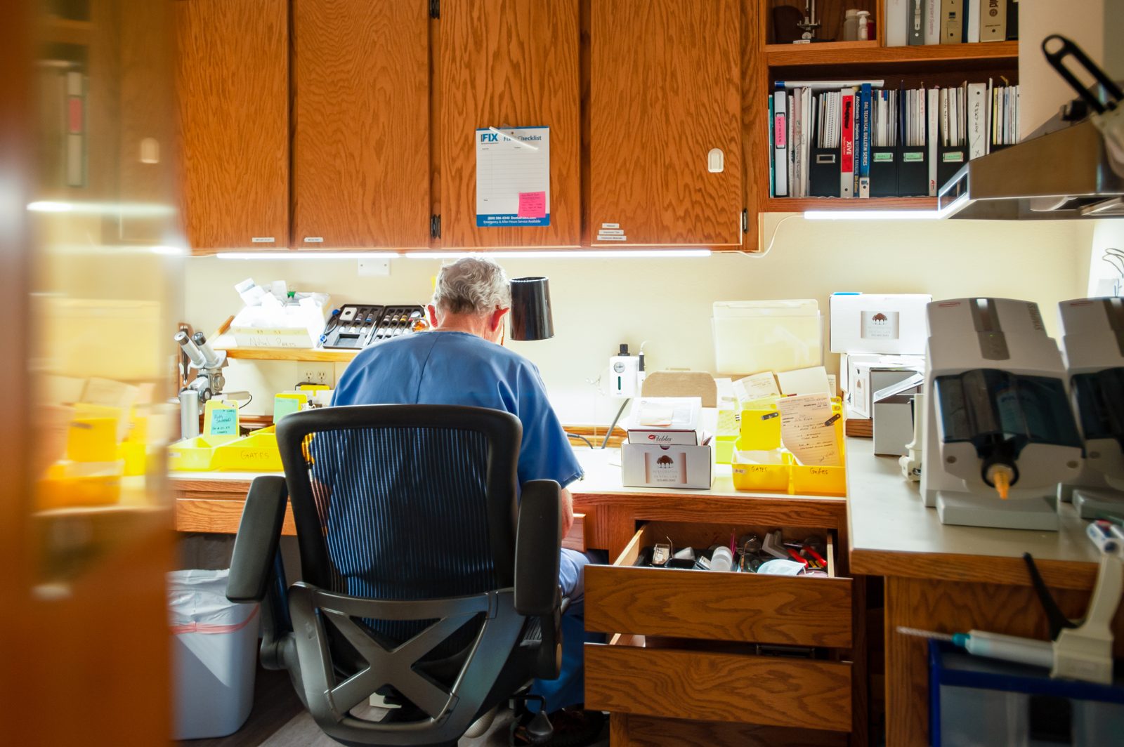 Technician working in our dental lab
