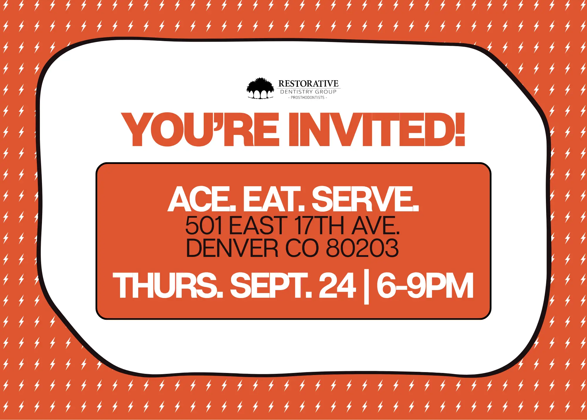 Ace Eat Serve ping pong event invitation